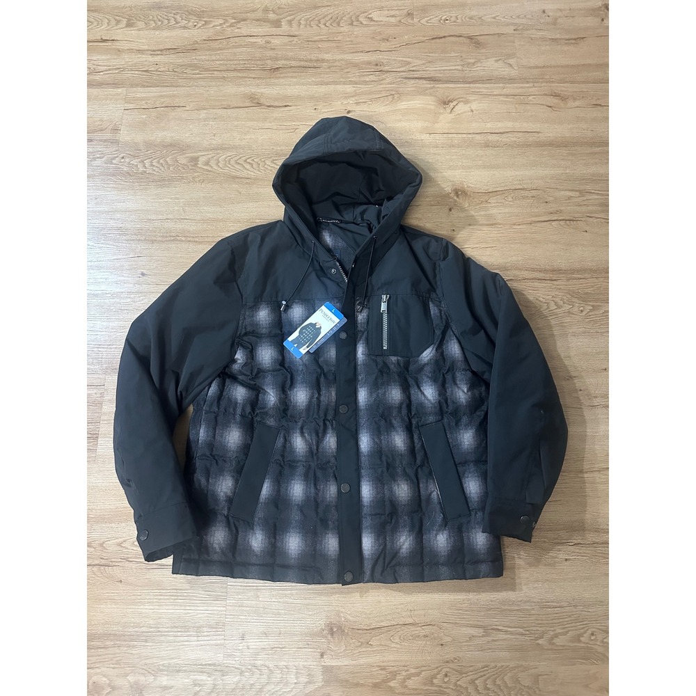 Pendleton Mens L Grey Ombre Plaid 650 Fill Down Hooded Jacket NWT